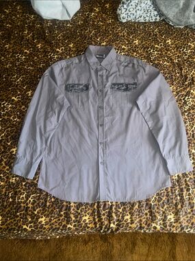 Most Official Seven Men's Light Gray Casual Button-Down Shirt